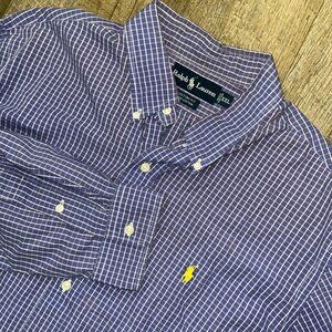 Polo Ralph Lauren Blue White Plaid Long Sleeve Button Down Shirt Mens Size XXL